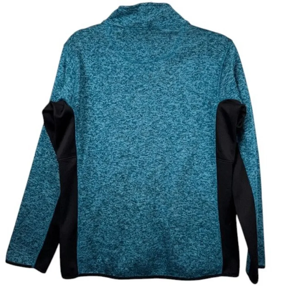 Andrew Marc New‎ York Full Zip Sweater Jacket Heathered Teal Black Size Large